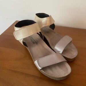 Naot Gold and Silver Sandals